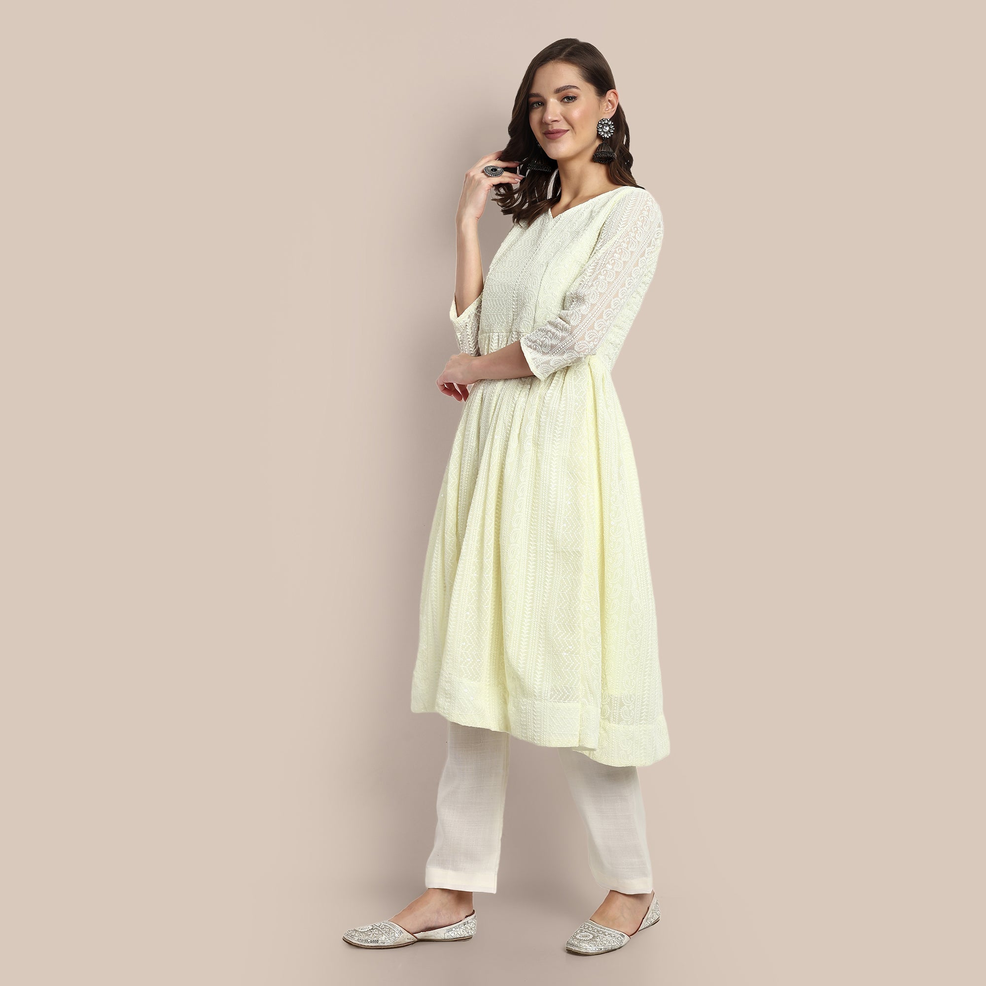 A-Line Sweetheart Neck Kurta