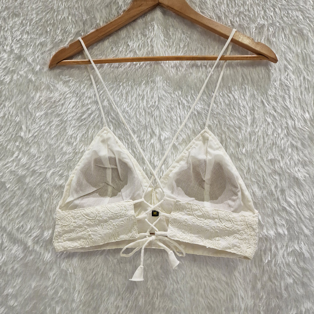 Maroon Chikankari Shirt & White Chikan Bra Combo