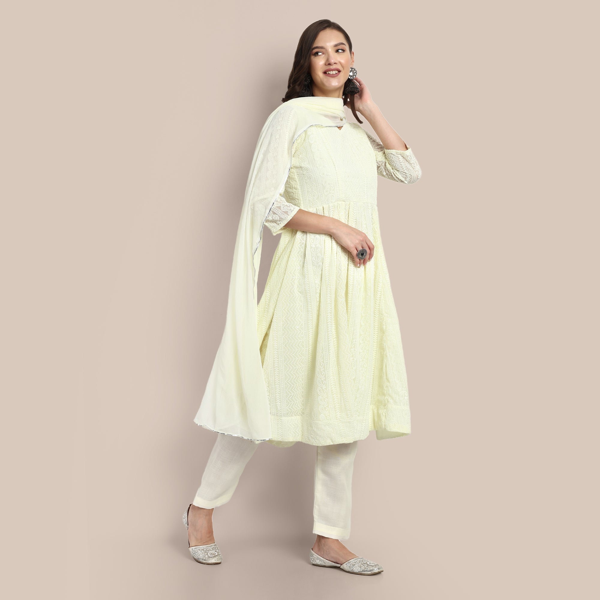 A-Line Sweetheart Neck Kurta