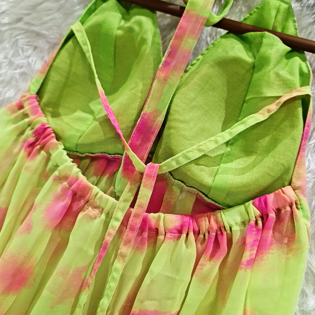 Neon Printed Halter Neck Chiffon Padded Top