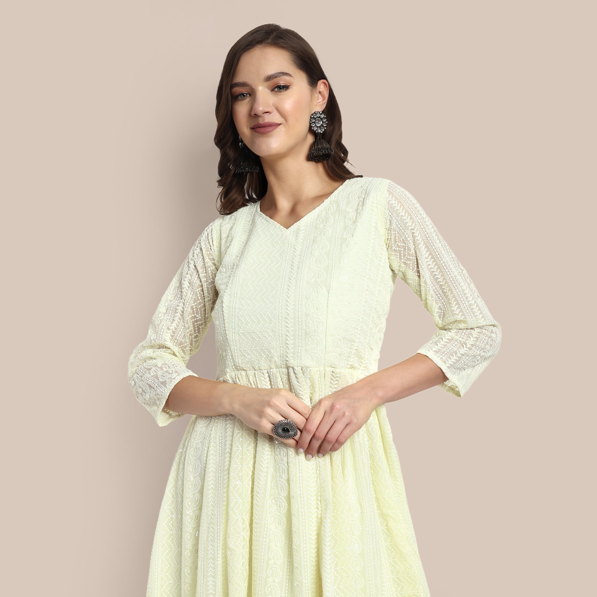 A-Line Sweetheart Neck Kurta