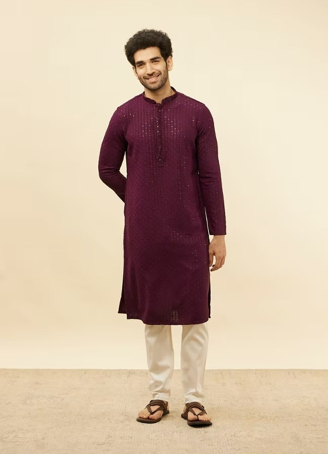 Men Purple Chikankari Kurta