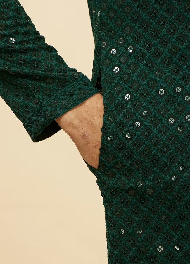 Men Green Chikankari Kurta