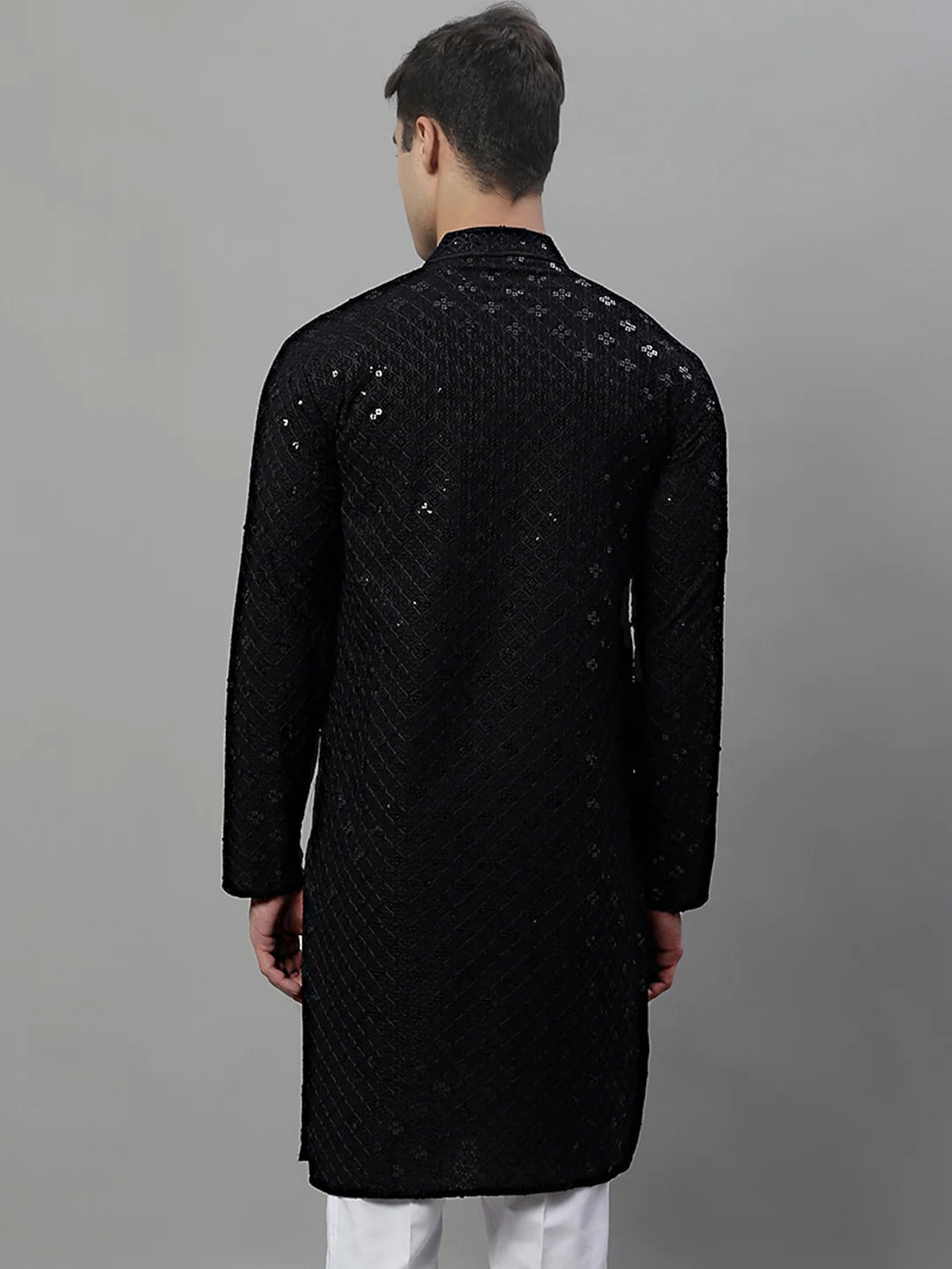 Men Black Chikankari Kurta