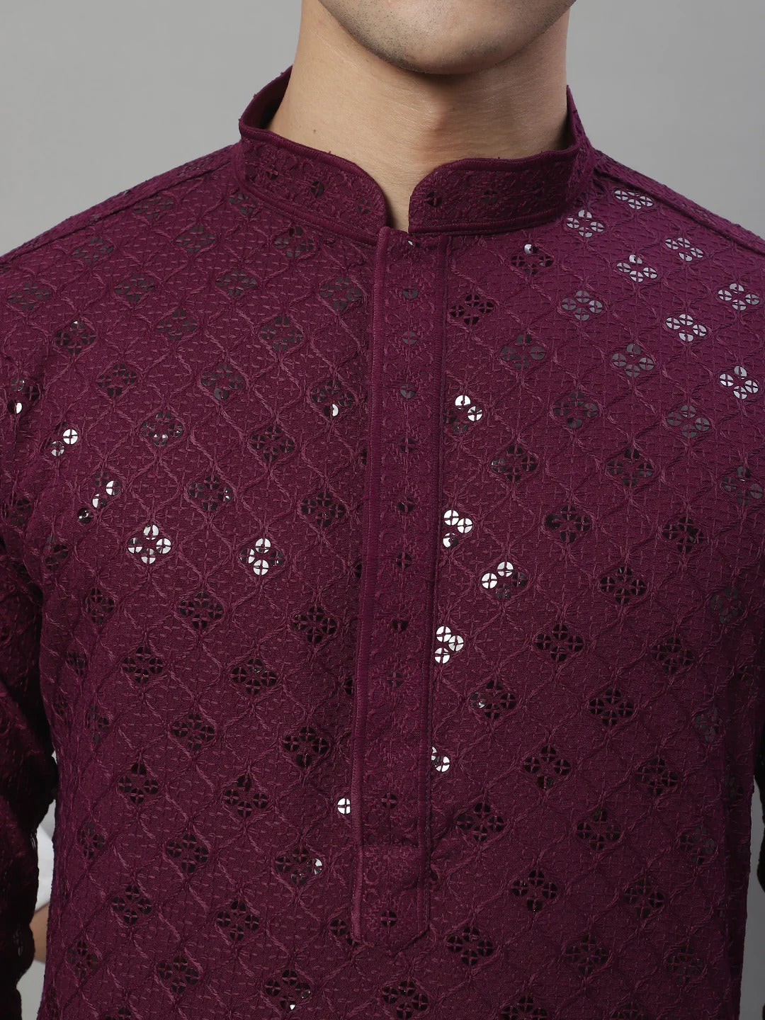 Men Purple Chikankari Kurta