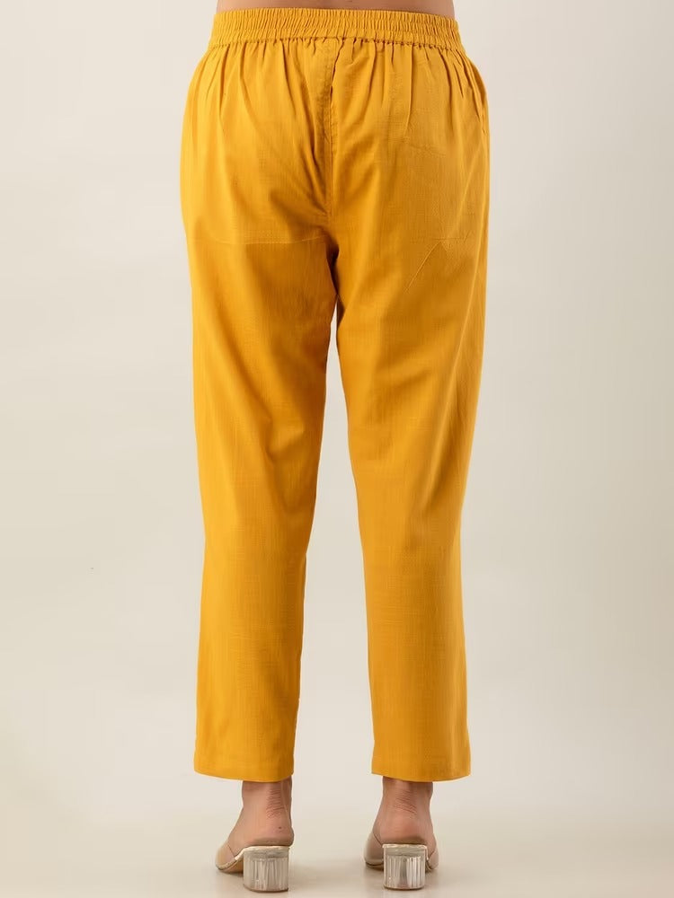 Yellow High-Rise Easy Wash Pure Cotton Regular Pant