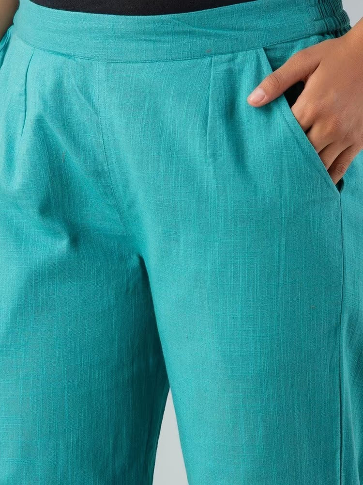 Rama Green High-Rise Easy Wash Pure Cotton Regular Pant