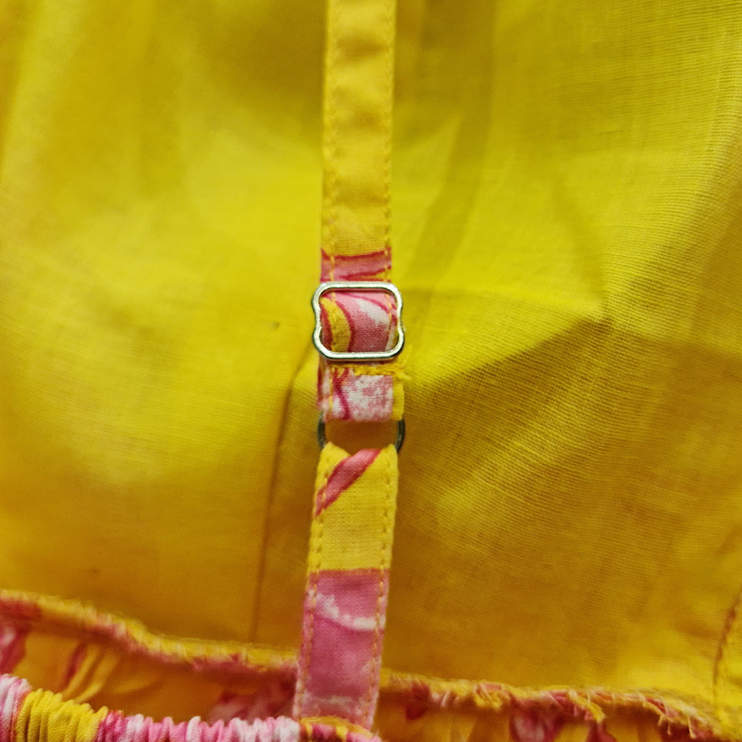 Bright Yellow Cotton Halter Neck Padded Top