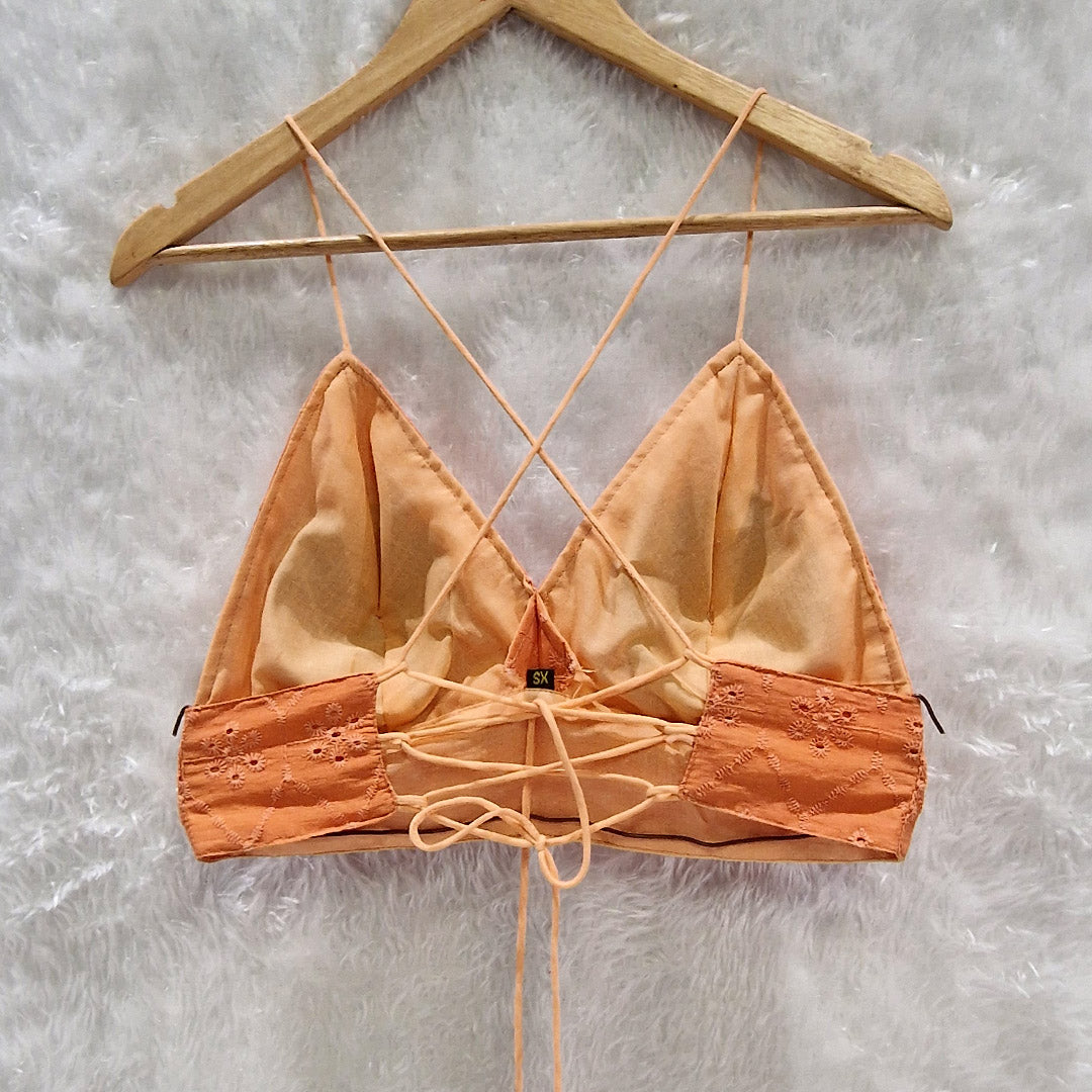 Pure Mull Cotton Orange Hakoba Shirt and White Hakoba Cotton Bra