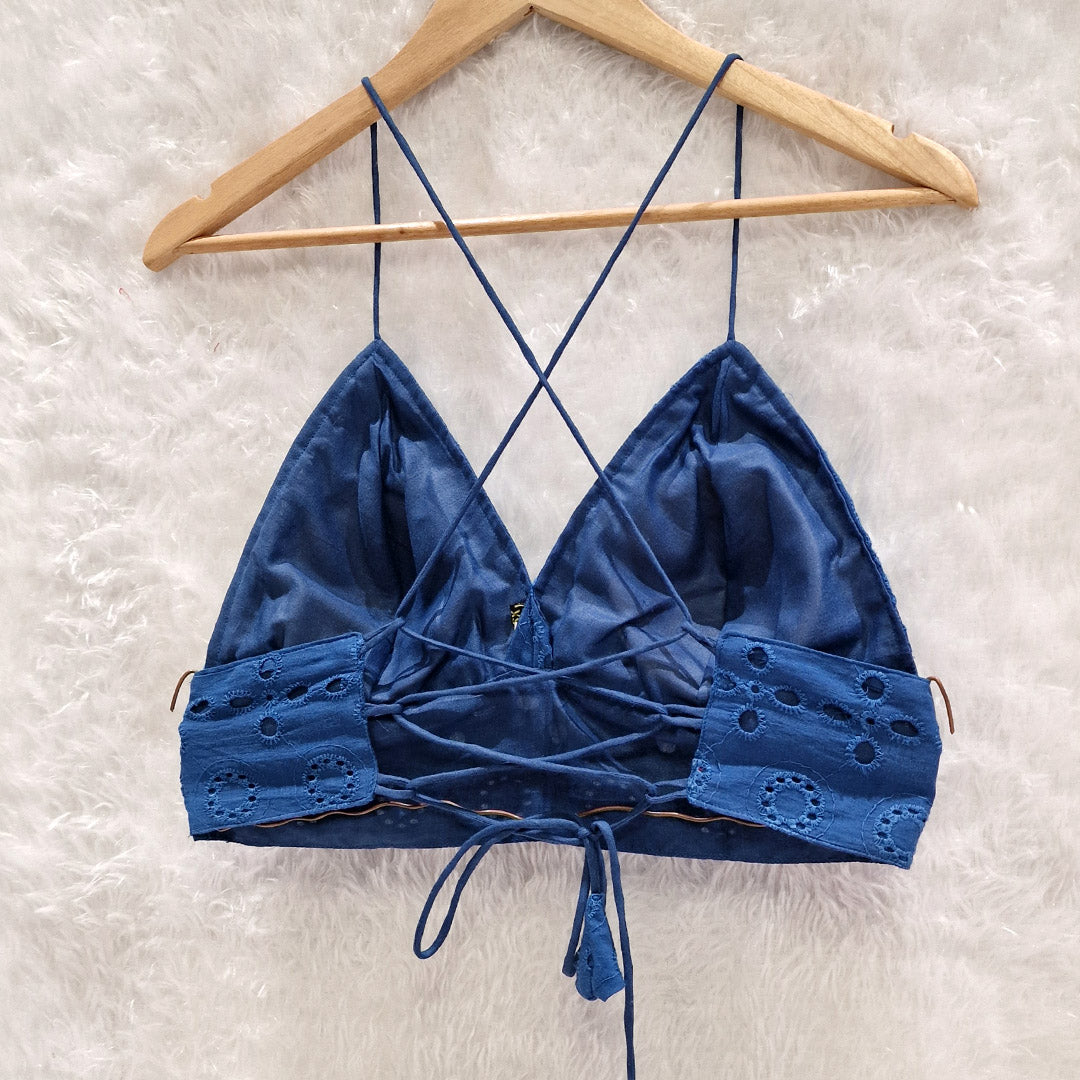 Combo of Cotton Blue Hakoba Shirt and Hakoba Cotton Bra