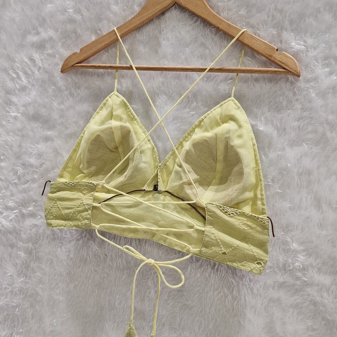 Pista Green Mull Coton Hakoba Shirt and Hakoba Cotton Bra Combo