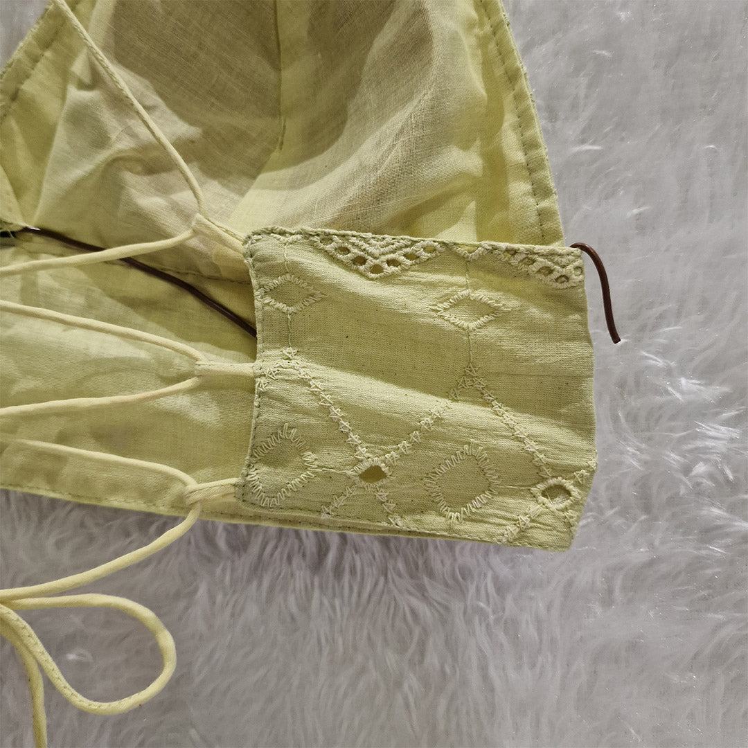 Pista Green Mull Coton Hakoba Shirt and Hakoba Cotton Bra Combo