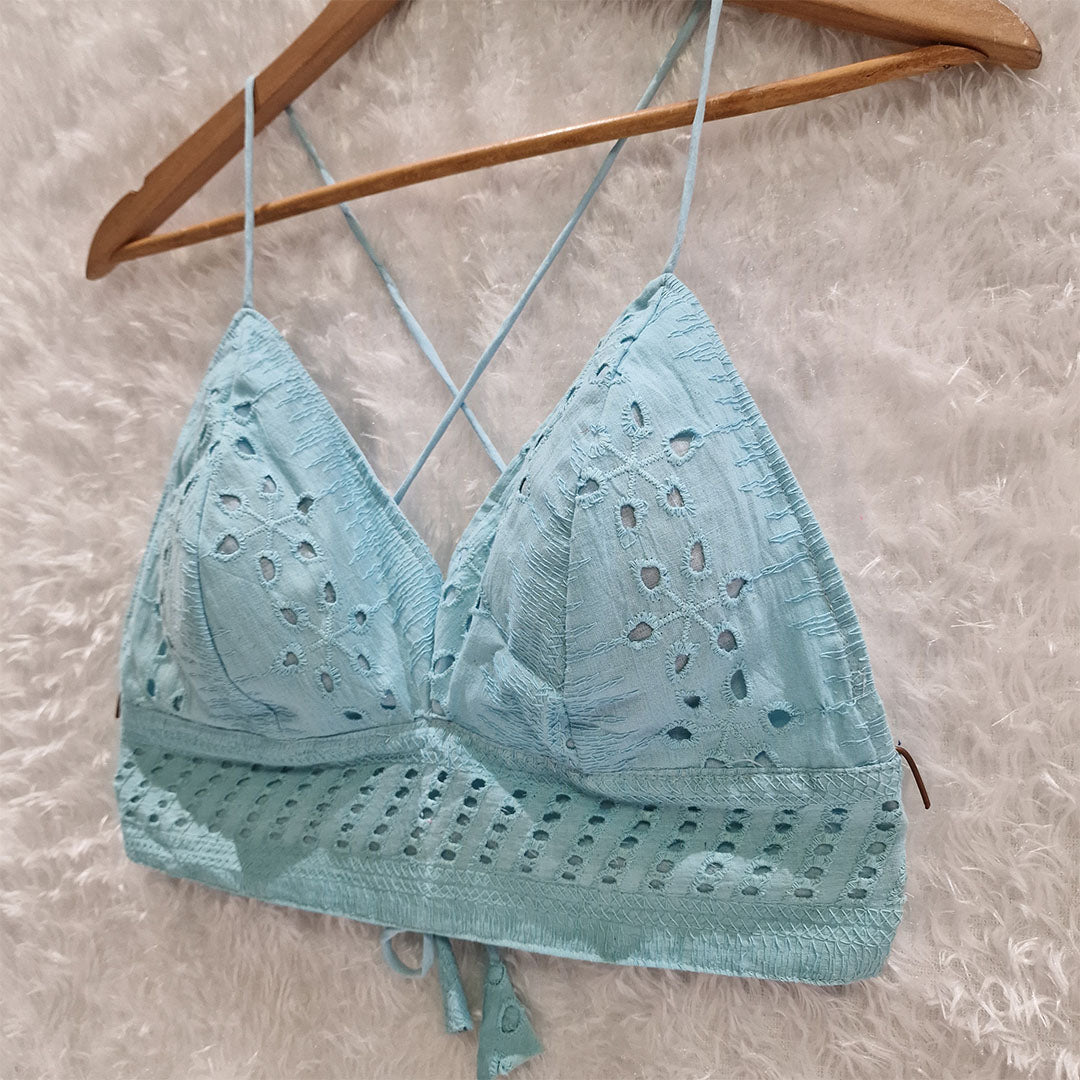 Combo of Aqua Blue Hakoba Shirt and Hakoba Cotton Bra