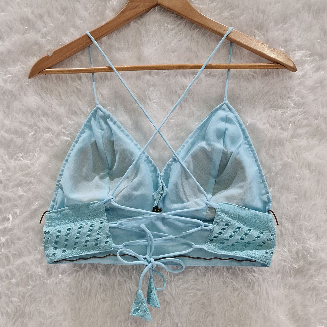 Combo of Aqua Blue Hakoba Shirt and Hakoba Cotton Bra