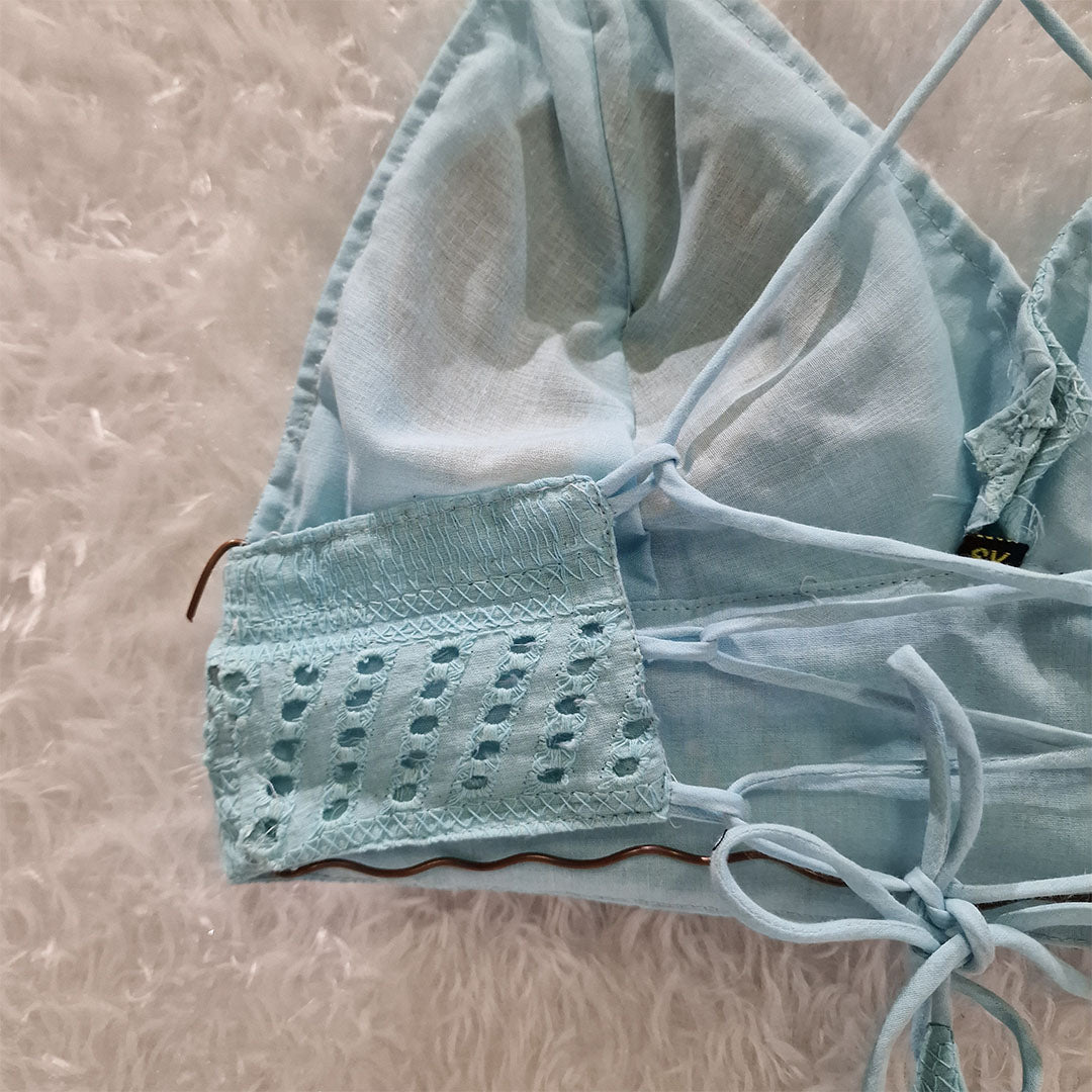 Combo of Aqua Blue Hakoba Shirt and Hakoba Cotton Bra