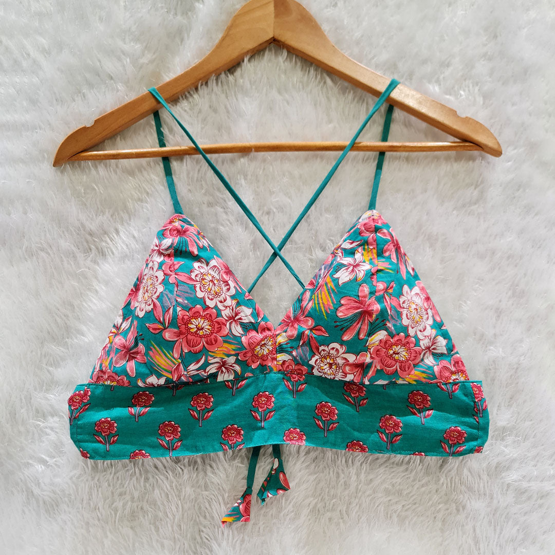 Floral Printed Cotton Bralette Top