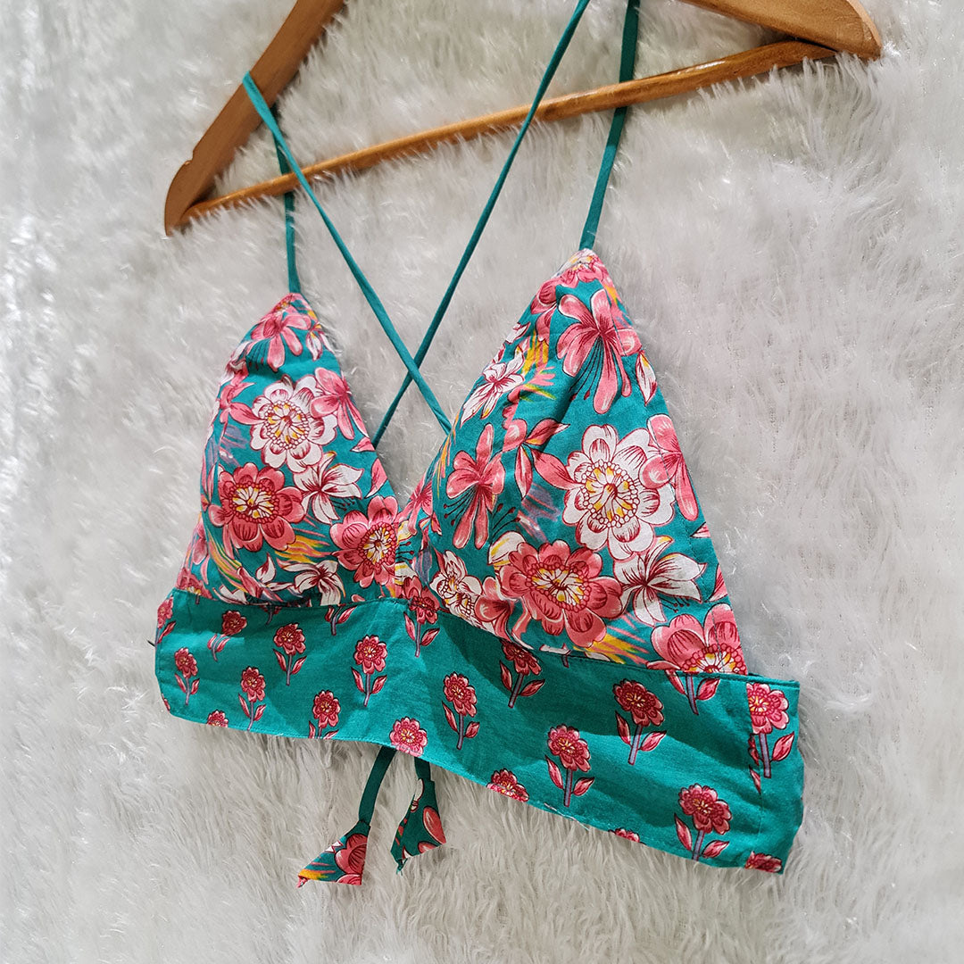 Floral Printed Cotton Bralette Top