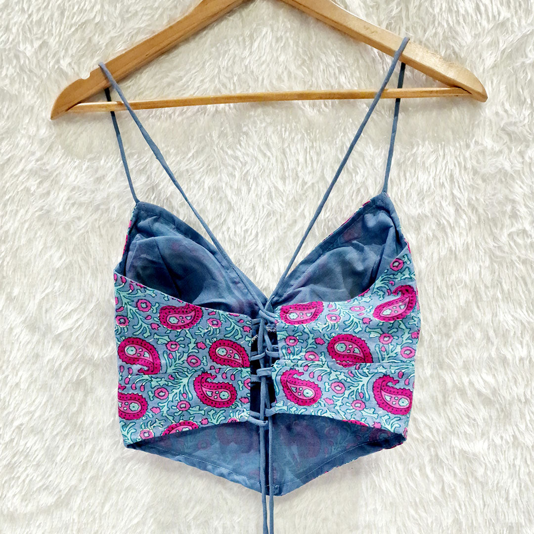 Linen Printed Shirt And 2 Cotton Bra (Set of 3)