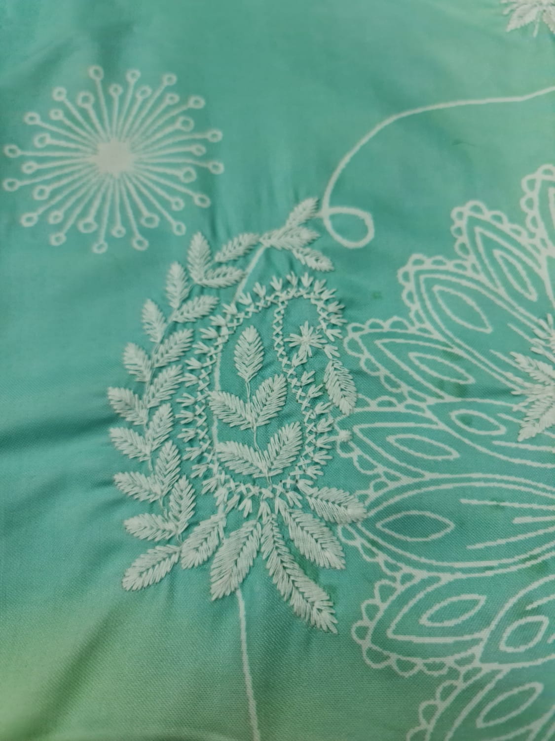 Aqua Blue Aya Mulmul Muslin Straight Chikankari Kurti