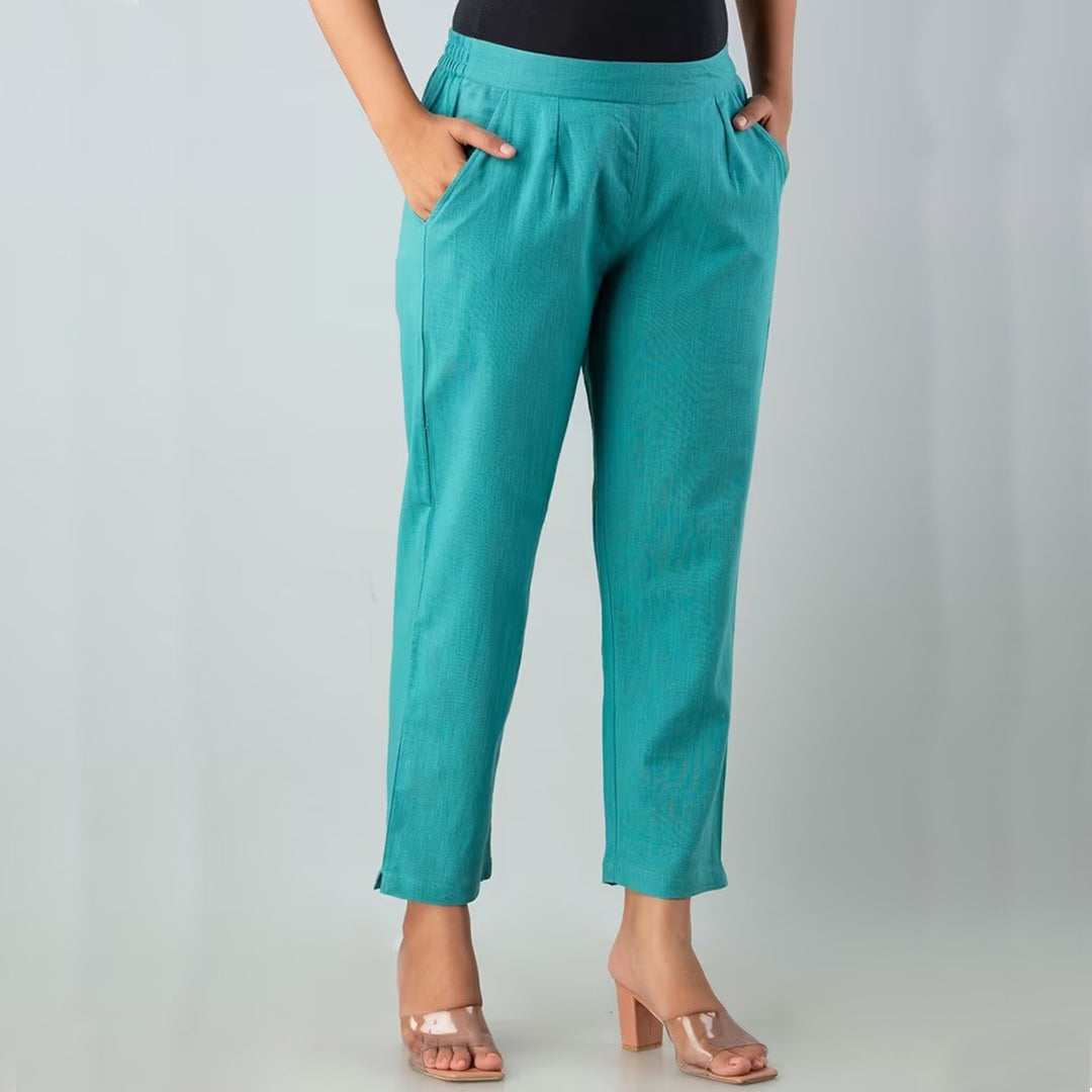 Rama Green High-Rise Easy Wash Pure Cotton Regular Pant